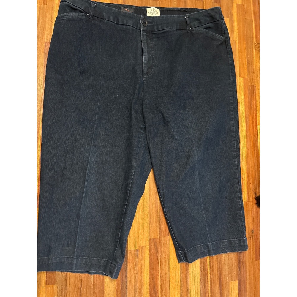 St. John's Bay Crop Pants Women 20W Blue Excellent Stretch Denim Capris